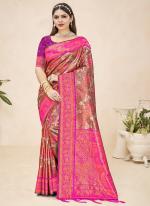 Silk Hot Pink Festival Wear Weaving Saree